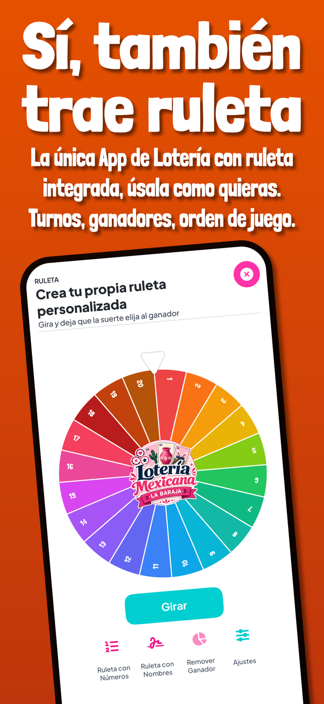 Ruleta personalizable integrada en la app