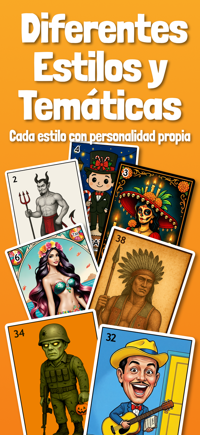 Diferentes estilos y temáticas de cartas
