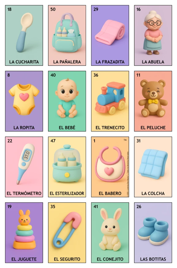 Baby Shower - Paquete Kermés, Colección Maestra (100 Tablas)