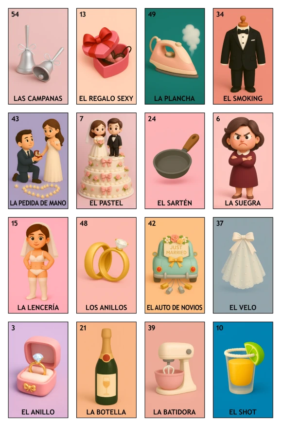 Despedida de Soltera - Paquete Familiar, Colección 1 (20 Tablas)