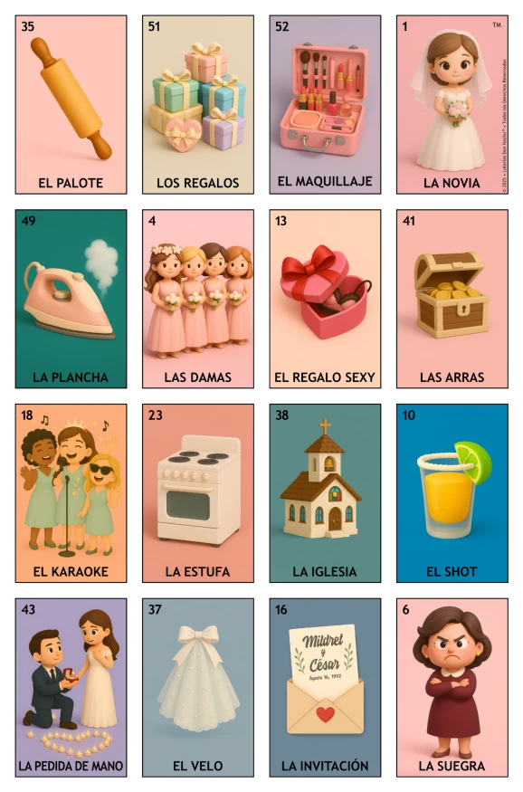 Despedida de Soltera - Paquete Familiar, Colección 4 (20 Tablas)