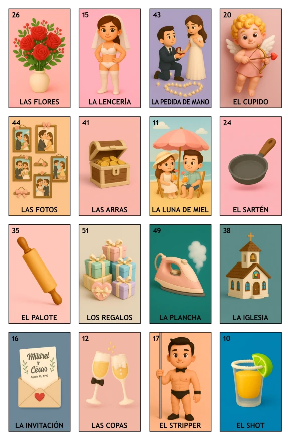 Despedida de Soltera - Paquete Familiar, Colección 5 (20 Tablas)